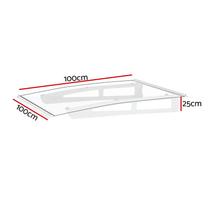 Window Door Awning Canopy 1Mx1M Transparent Solid Sheet Aluminum Frame