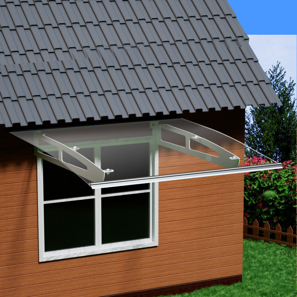 Window Door Awning Canopy 1Mx1M Transparent Solid Sheet Aluminum Frame