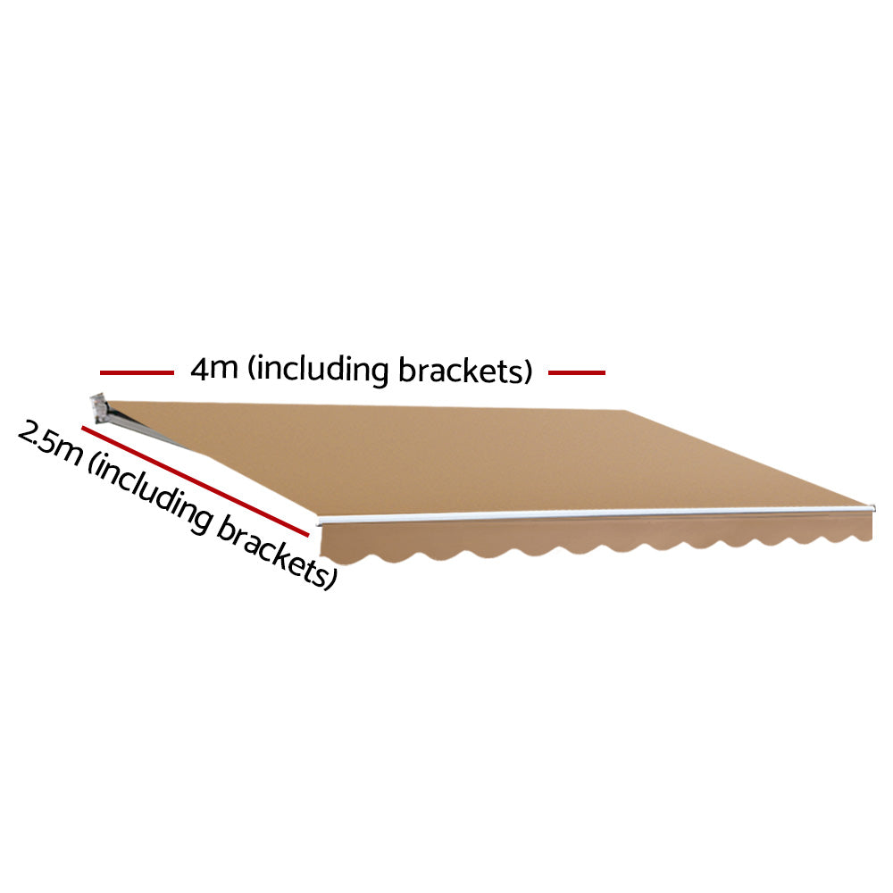 Retractable Folding Arm Awning Manual Sunshade 4Mx2.5M Beige