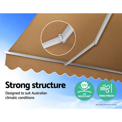 Retractable Folding Arm Awning Manual Sunshade 4Mx2.5M Grey