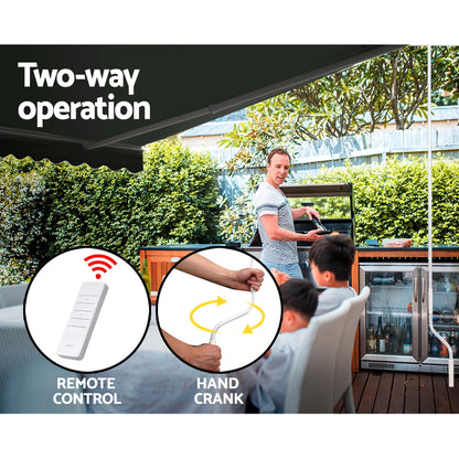 Retractable Folding Arm Awning Motorised Sunshade 3Mx2.5M Grey