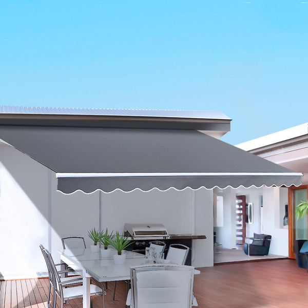  Retractable Folding Arm Awning Motorised Sunshade 3Mx2.5M Grey