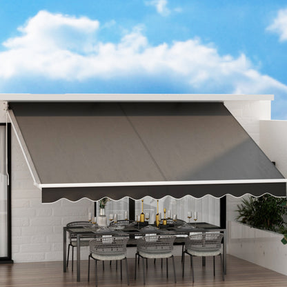 Folding Arm Awning Motorised Outdoor Sunshade - Grey
