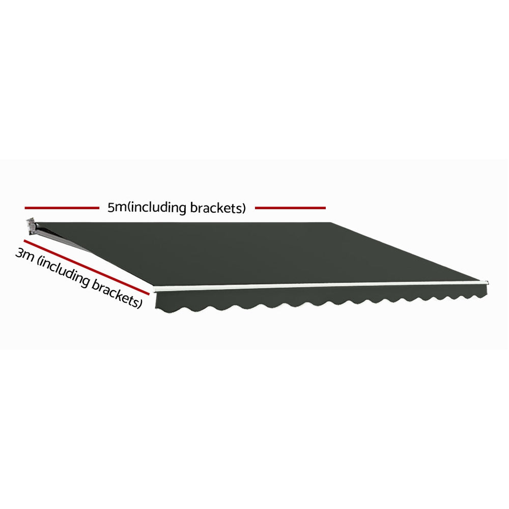 Retractable Folding Arm Awning Motorised Sunshade 5Mx3M Grey