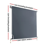 Outdoor Blinds Blackout Roll Down Awning Window Shade 1.5X2.5M Grey