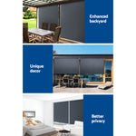 1.8X2.5M Outdoor Blinds Awning Roll Down Canopy Retractable Outdoor Blinds Window Shade Grey