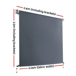 2.4X2.5M Outdoor Blinds Awning Roll Down Canopy Retractable Outdoor Blinds Window Shade Grey