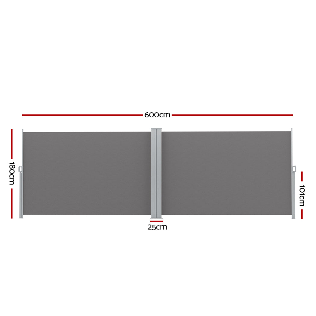 Side Awning Sun Shade Outdoor Blinds Retractable Screen Grey