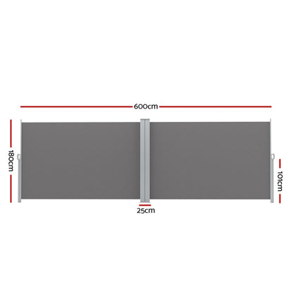 Side Awning Sun Shade Outdoor Blinds Retractable Screen Grey