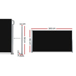 Side Awning Outdoor Blinds Sun Shade Retractable Screen 1.8X3M Bk