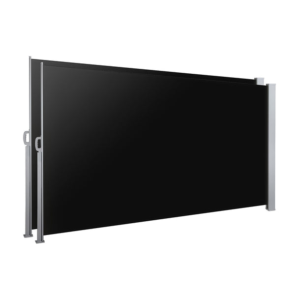  2x3m Side Awning - Retractable Privacy Screen Black