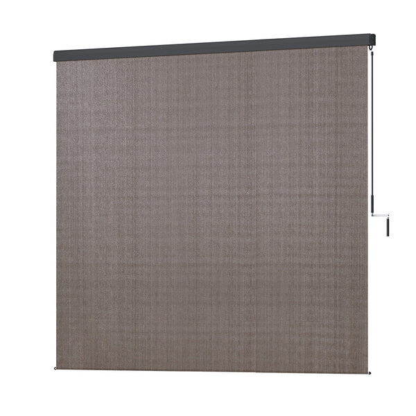  3X2.5M Outdoor Blinds Awning Roll Down Retractable Knit Fabric Outdoor Blinds Window Shade Brown