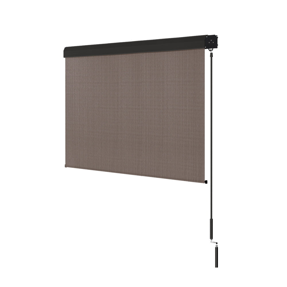 3X2.5M Outdoor Blinds Awning Roll Down Retractable Knit Fabric Outdoor Blinds Window Shade Brown