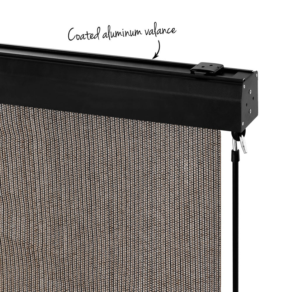 3X2.5M Outdoor Blinds Awning Roll Down Retractable Knit Fabric Outdoor Blinds Window Shade Brown