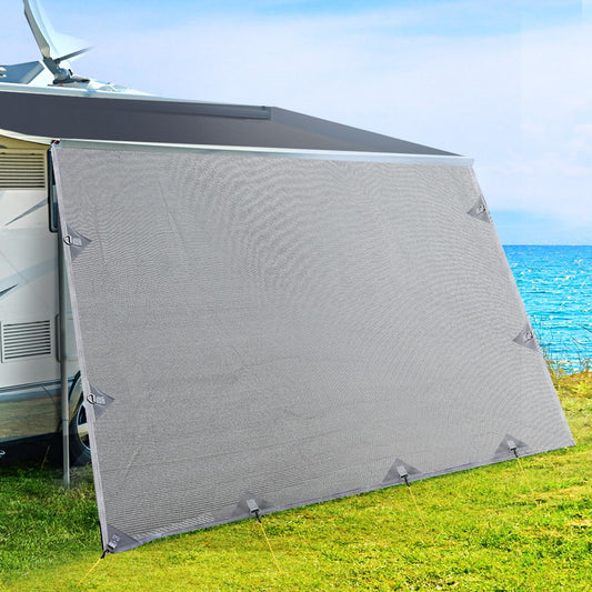 Caravan Privacy Screen 3.7X1.95M End Wall Side Sun Shade, Grey