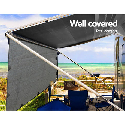 Caravan Privacy Screen 4X1.95M End Wall Side Sun Shade, Grey