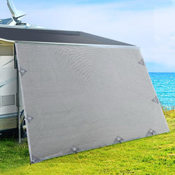 Caravan Privacy Screen 4.6X1.95M End Wall Side Sun Shade, Grey