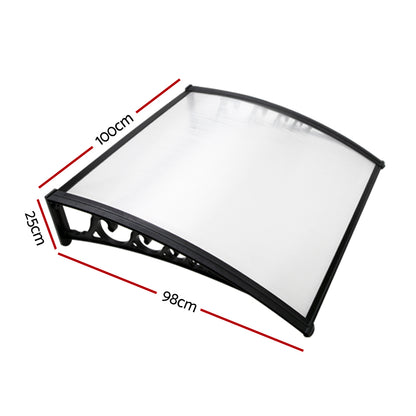 Window Door Awning 1Mx1M Transparent Hollow Sheet Plastic Frame