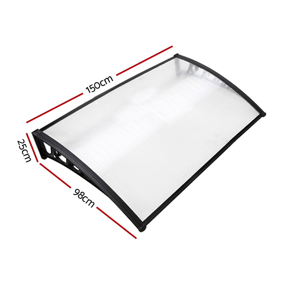 Window Door Awning 1Mx1.5M Transparent Hollow Sheet Plastic Frame