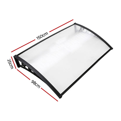 Window Door Awning 1Mx1.5M Transparent Hollow Sheet Plastic Frame