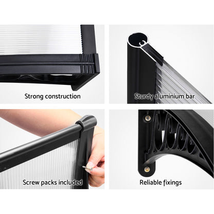 Window Door Awning 1Mx1.5M Transparent Hollow Sheet Plastic Frame