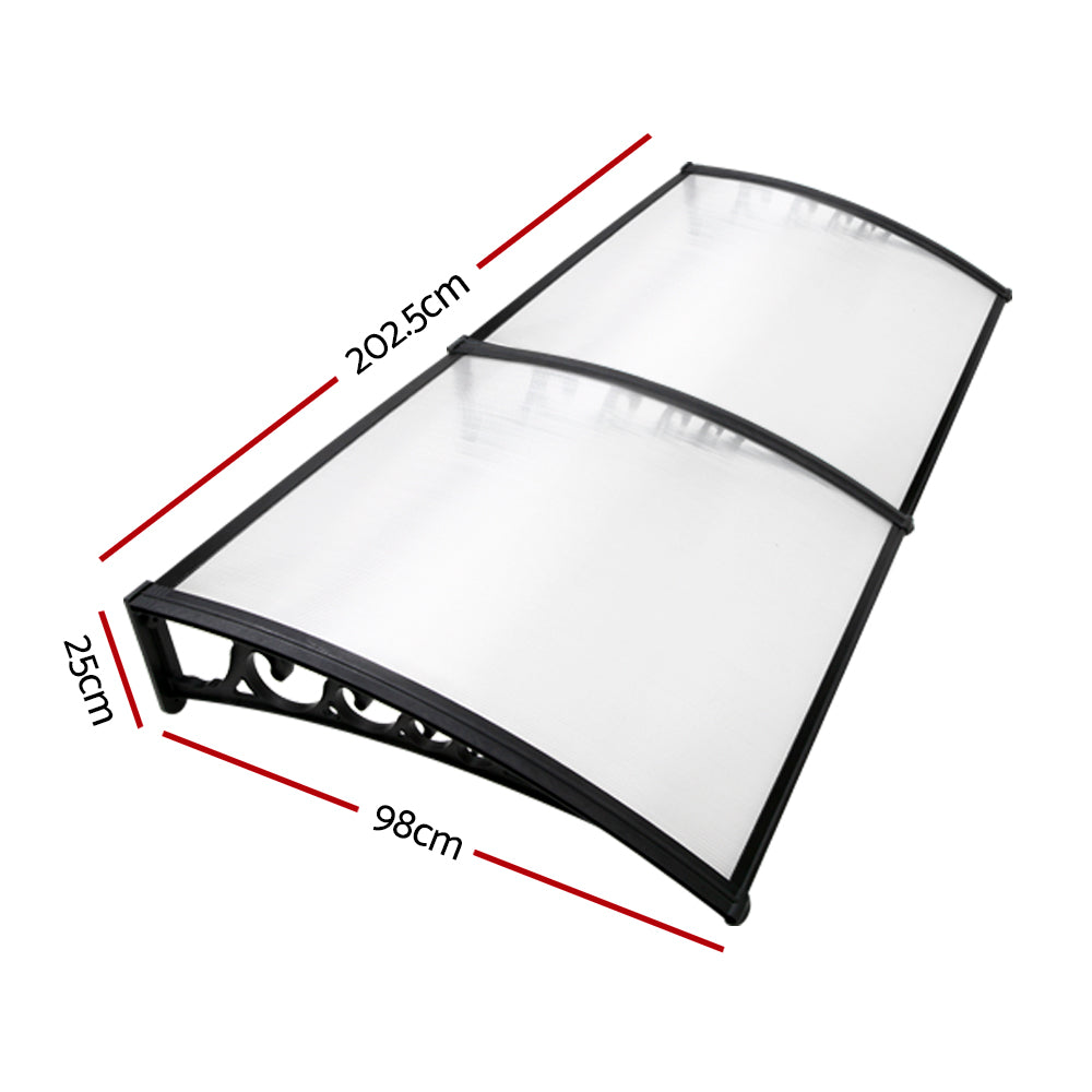Window Awning Door Canopy 1Mx2M Transparent Hollow Sheet Plastic Frame