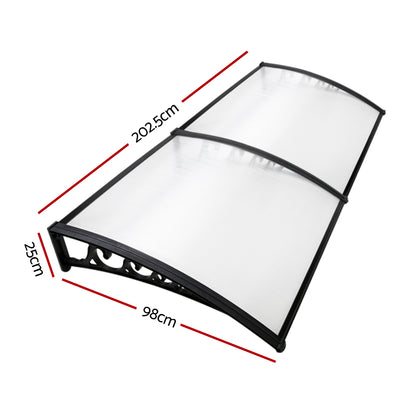 Window Awning Door Canopy 1Mx2M Transparent Hollow Sheet Plastic Frame
