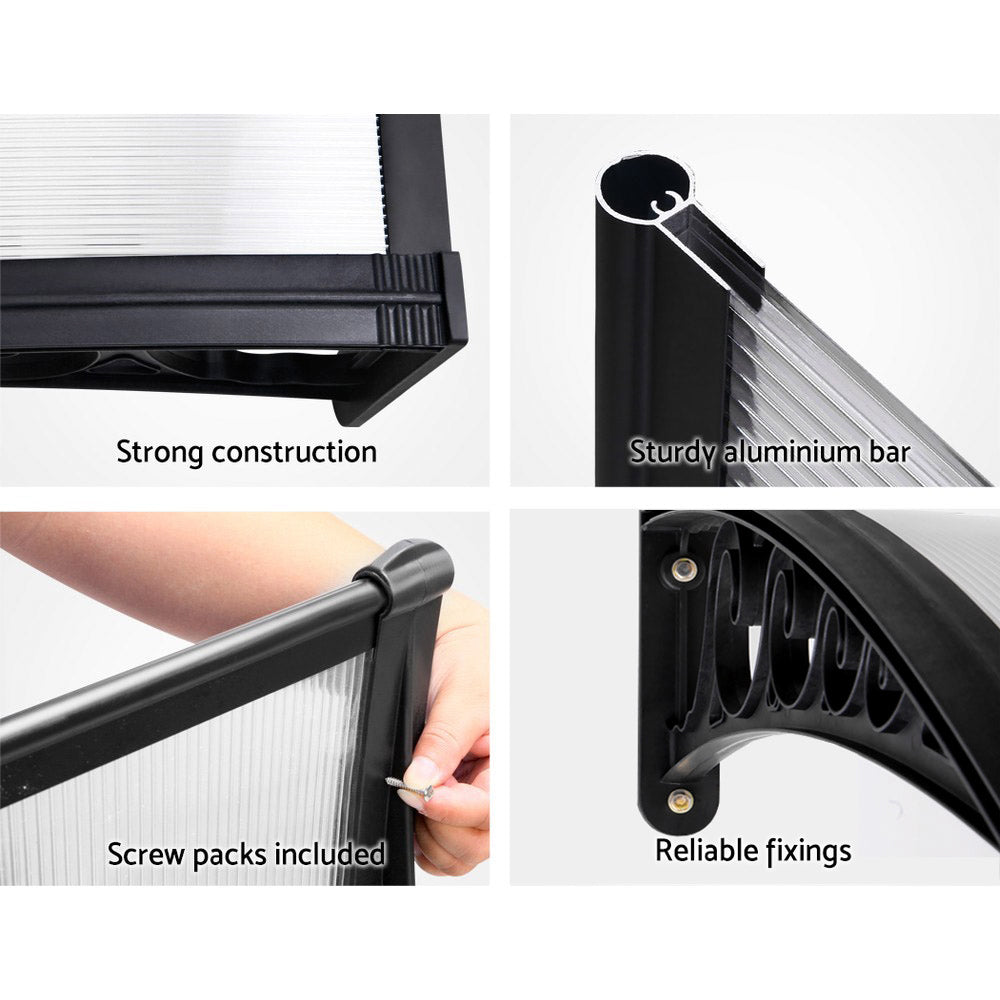 Window Awning Door Canopy 1Mx2M Transparent Hollow Sheet Plastic Frame
