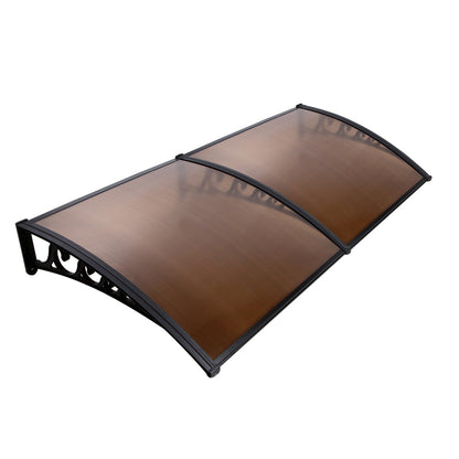 Window Awning Door Canopy 1M X 2M Brown Hollow Sheet Plastic Frame