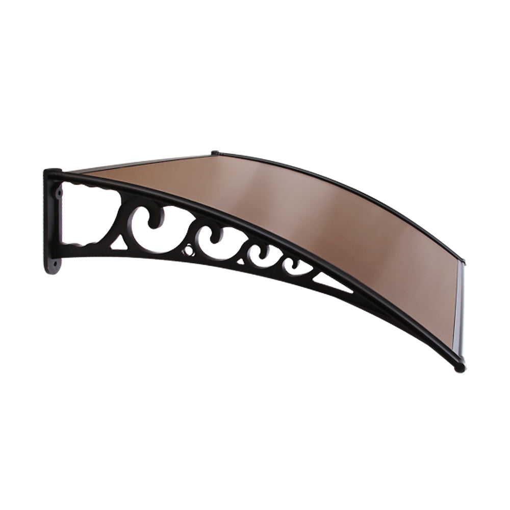 Window Door Awning 1Mx3M Brown Hollow Sheet Plastic Frame
