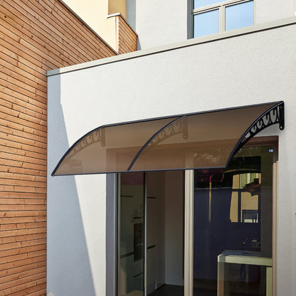 Window Door Awning 1Mx3M Brown Hollow Sheet Plastic Frame