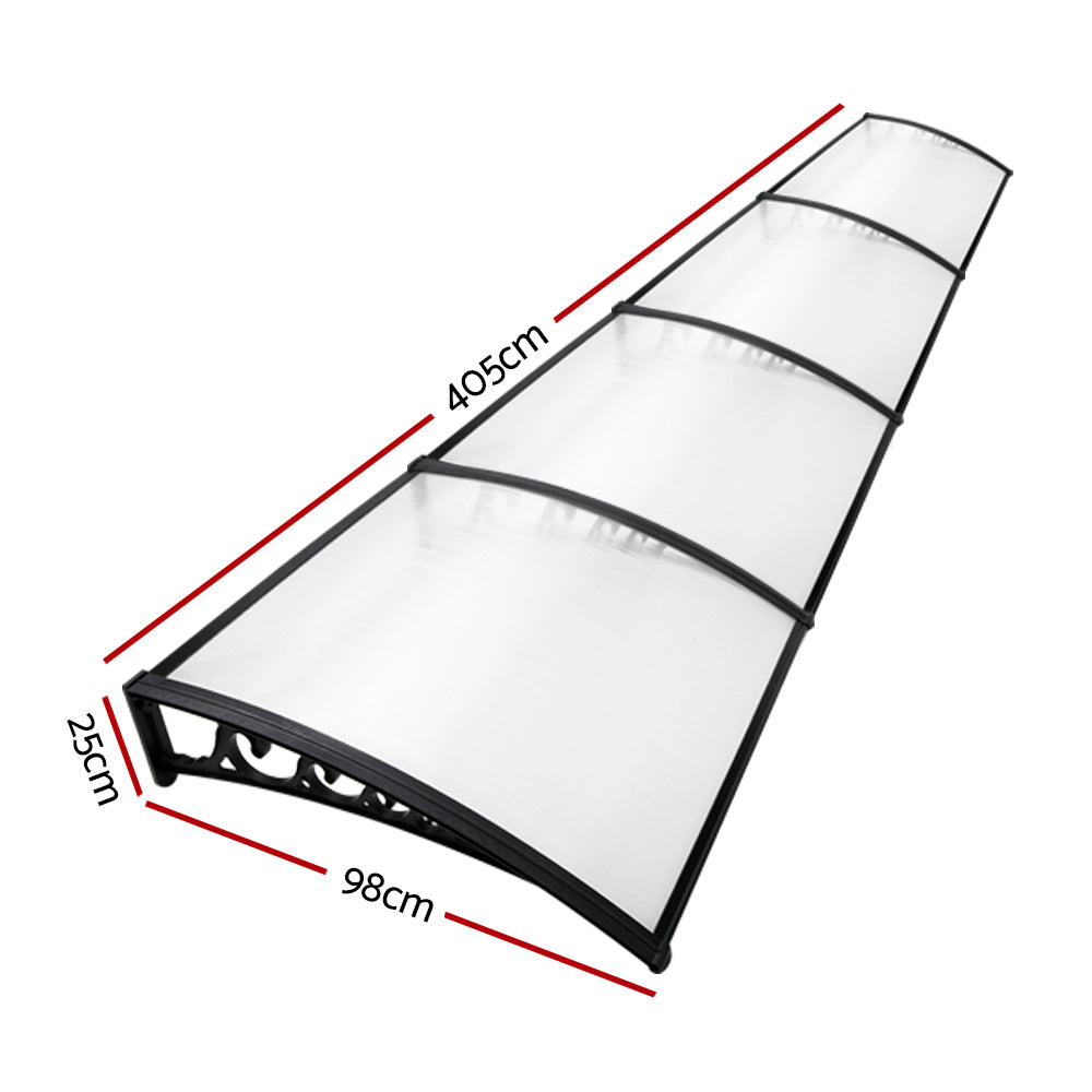 Window Door Awning 1Mx4M Transparent Hollow Sheet Plastic Frame