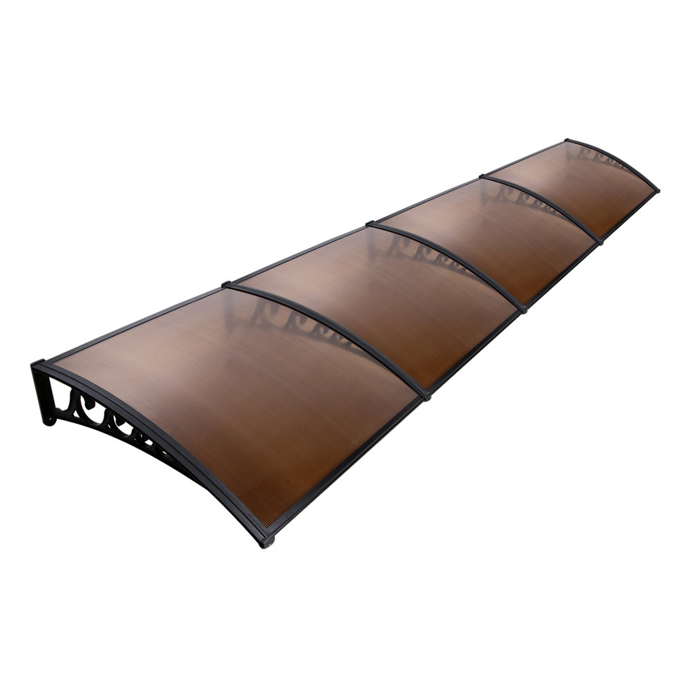 Window Door Awning 1Mx4M Brown Hollow Sheet Plastic Frame