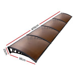 Window Door Awning 1Mx4M Brown Hollow Sheet Plastic Frame