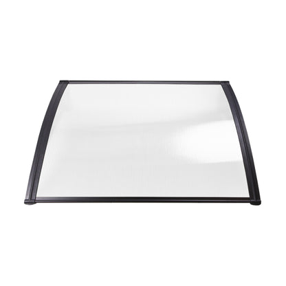 Window Door Awning Canopy 1Mx2M Transparent Sheet Black Plastic Frame