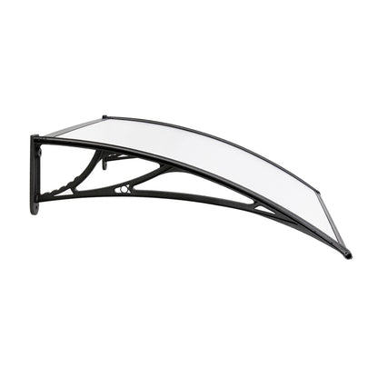 Window Door Awning Canopy 1Mx2M Transparent Sheet Black Plastic Frame