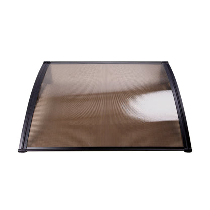 Window Door Awning Canopy 1Mx2M Brown Sheet Black Plastic Frame
