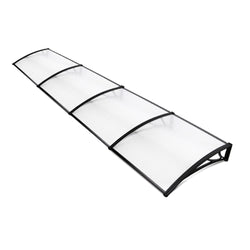Window Awning Door Canopy 1M X 4M Transparent Sheet Black Plastic Frame