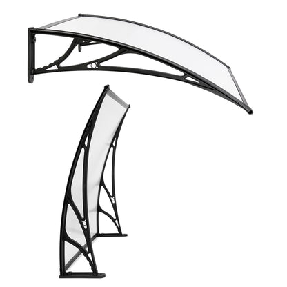 Window Awning Door Canopy 1M X 4M Transparent Sheet Black Plastic Frame