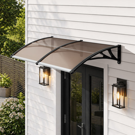 Door Awning Brown Sun Shield 200x100x26cm
