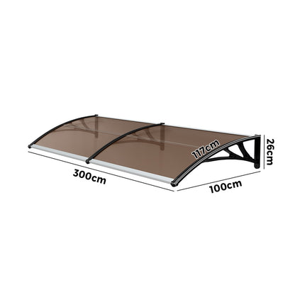 Door Awning Brown Canopy 300x100x26cm