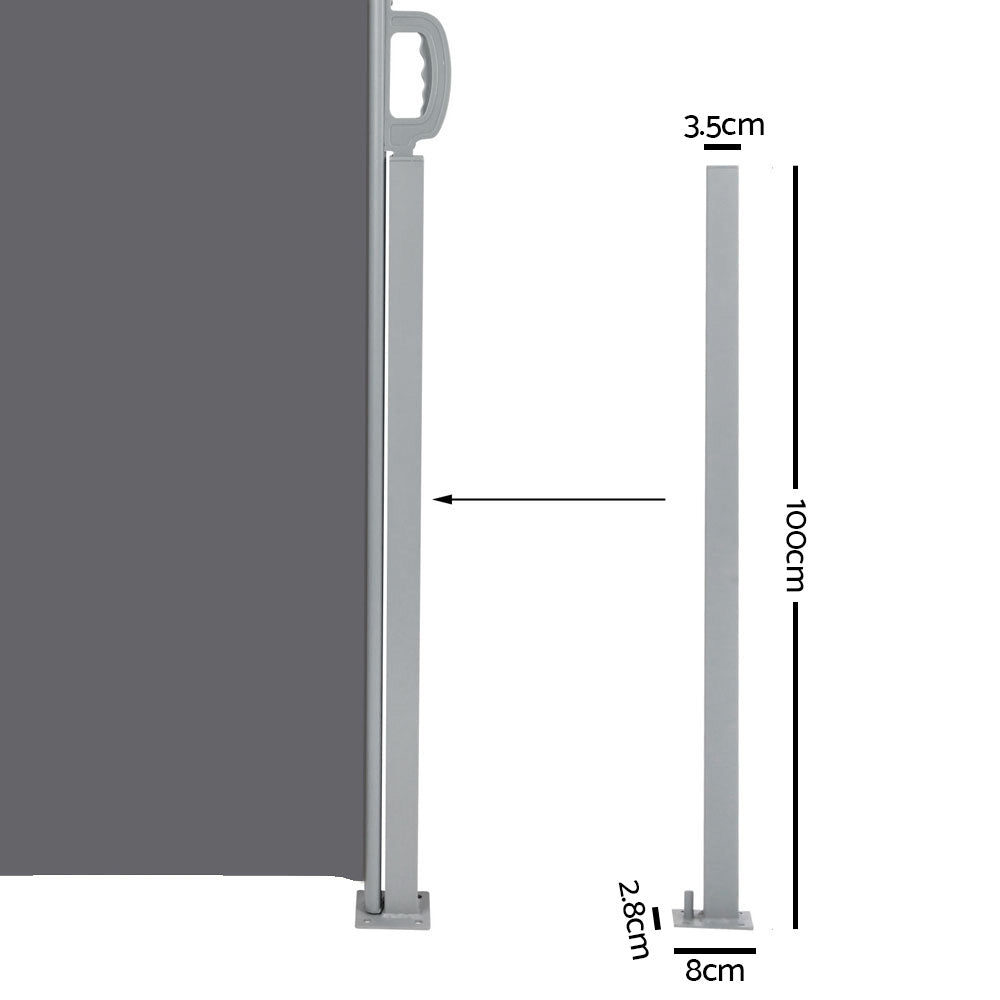 Side Awning Sun Shade Outdoor Retractable Privacy Screen 2Mx6M Grey
