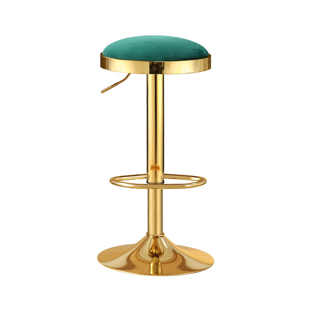 2x Bar Stools Kitchen Dining Chairs Velvet Padded Stool Green