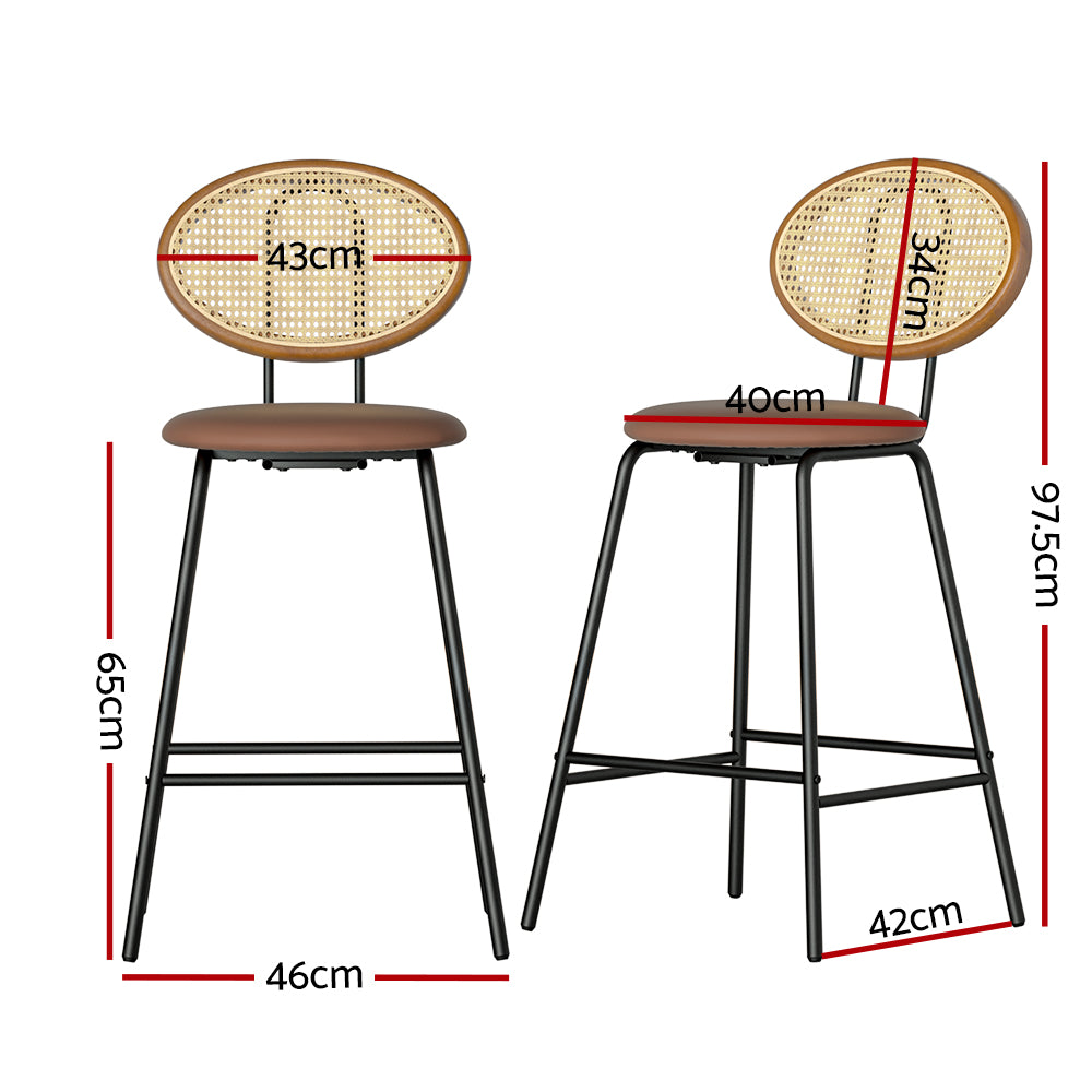 2X Bar Stools Pu Leather Stools Brown