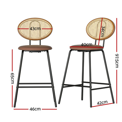 2X Bar Stools Pu Leather Stools Brown