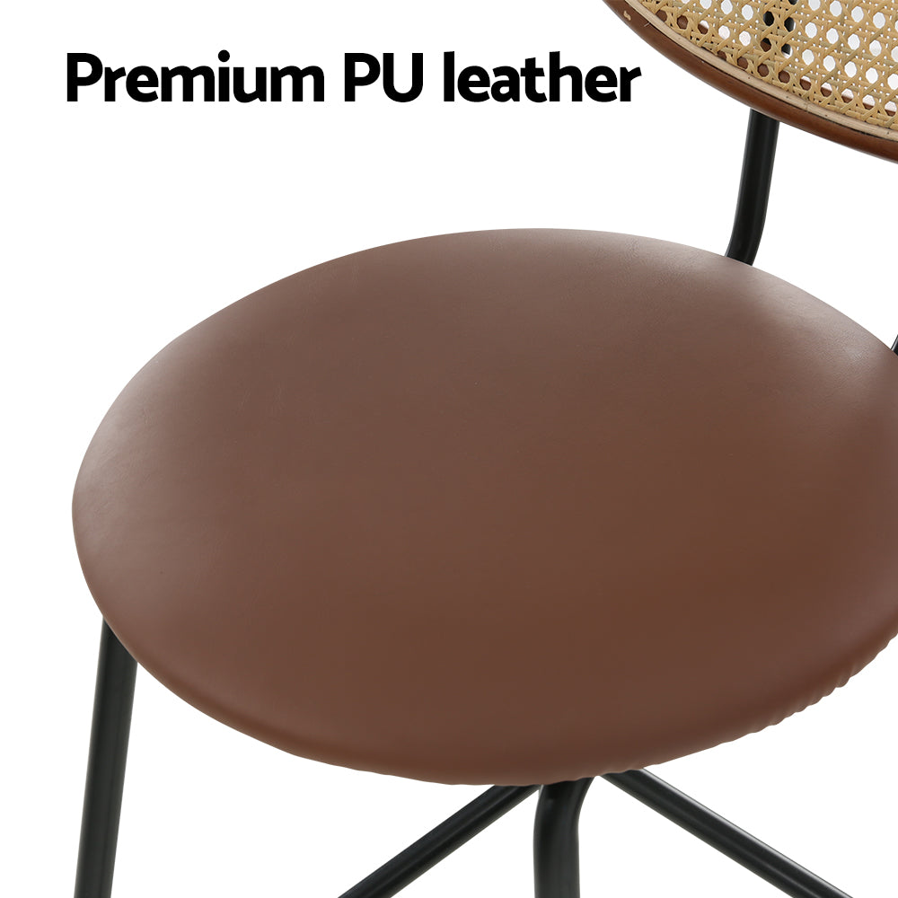2X Bar Stools Pu Leather Stools Brown