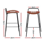 4x Bar Stools Kitchen Counter Dining Chair Metal Brown