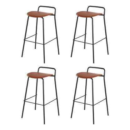 4x Bar Stools Kitchen Counter Dining Chair Metal Brown