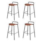 4x Bar Stools Kitchen Counter Dining Chair Metal Brown