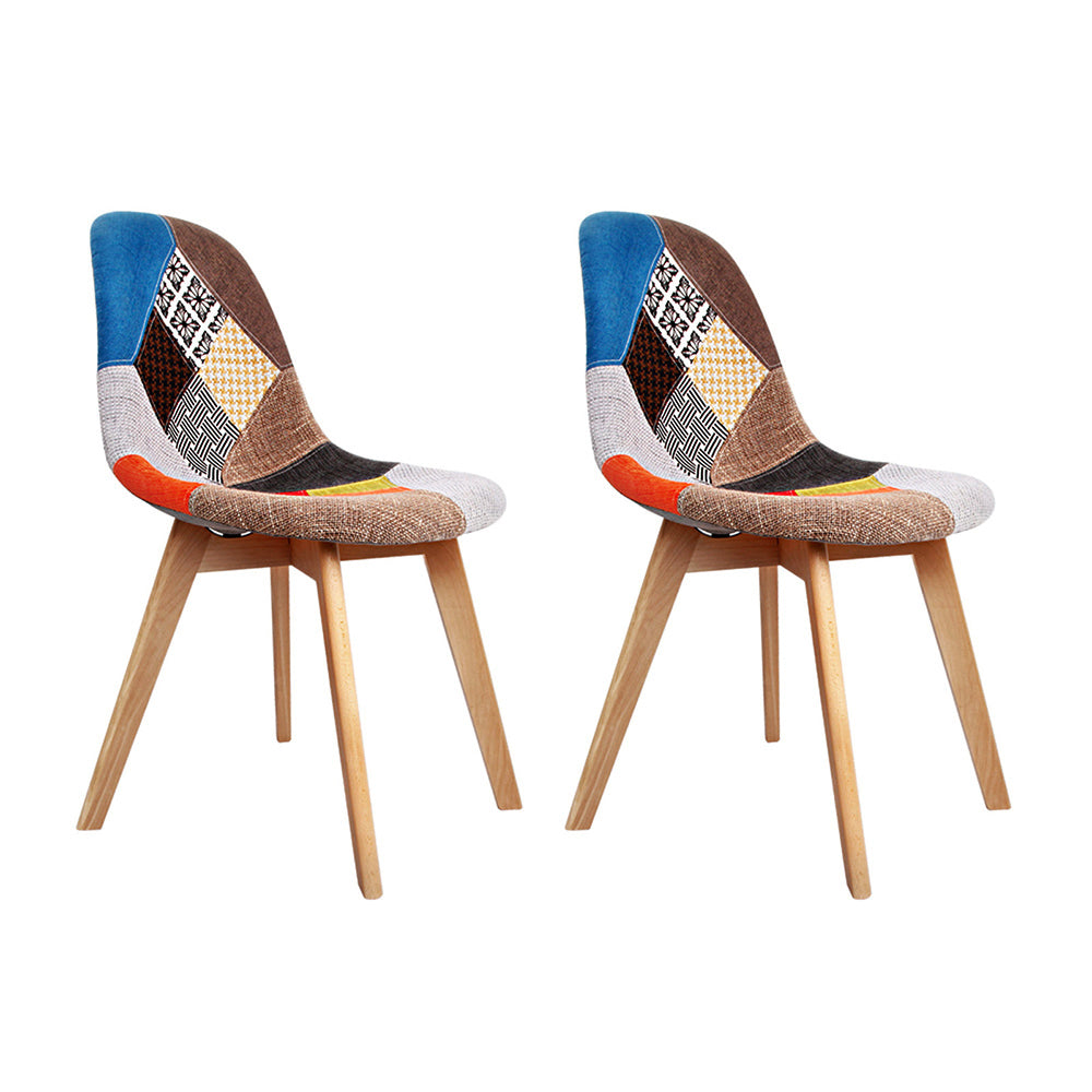 Dining Chairs Set of 2 Fabric Retro Replica DSW - 46×42×75cm